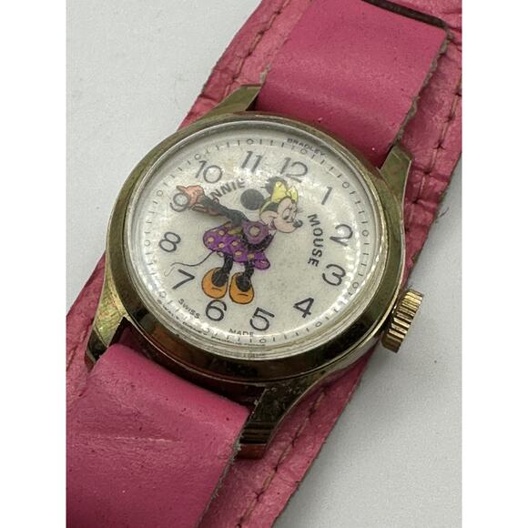 Vintage Disney Minnie Mouse Bradley Swiss 23 Watch Not Tested Pink - Picture 7 of 8